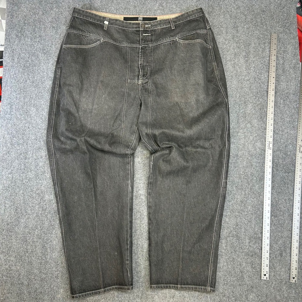 Marithe Francois Girbaud Baggy Jeans Faded Black Contrast Stitch Size 48